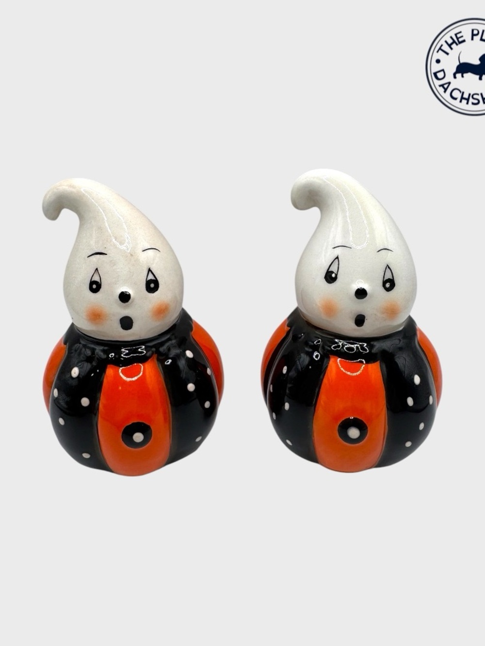 White and Orange Ghost Johanna Parker Salt & Pepper Shakers